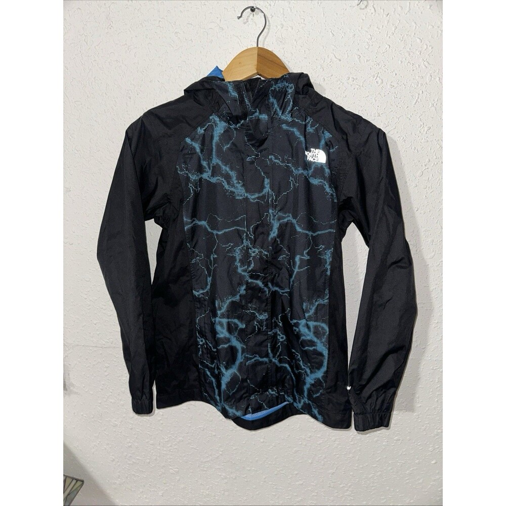 THE NORTH FACE Boys M 10/12 DryVent Hood Waterproof Rain Jacket Blk / Storm Blue